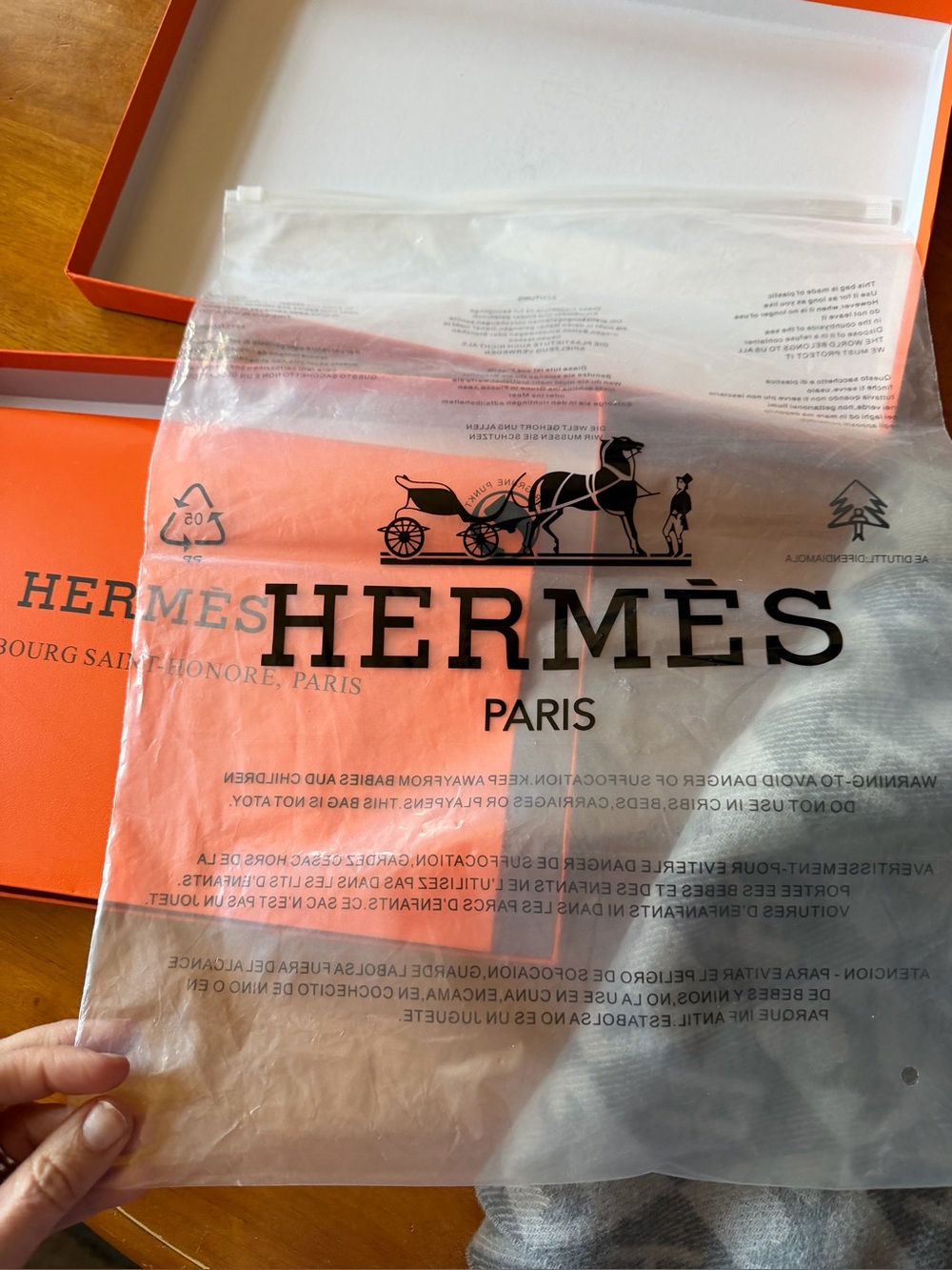 HERMES cashmere scarf NWOT with protective bag, shopping bag and box! - Picture 4 of 7